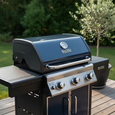 Broil King Signet 320 Gas Grill showcasing its durable Therma-cast aluminum cookbox and sturdy construction during a durability test.